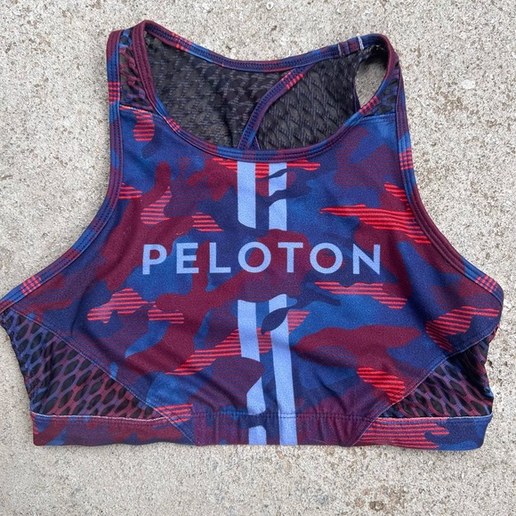 Peloton Red and Blue Sports Bra with Racerback Design Sz S , 017 - Picture 1 of 2